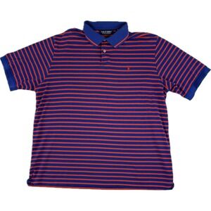 Ralph Lauren Polo Golf Shirt Blue Red Striped Pony Short Sleeve‎ Men's Size XL